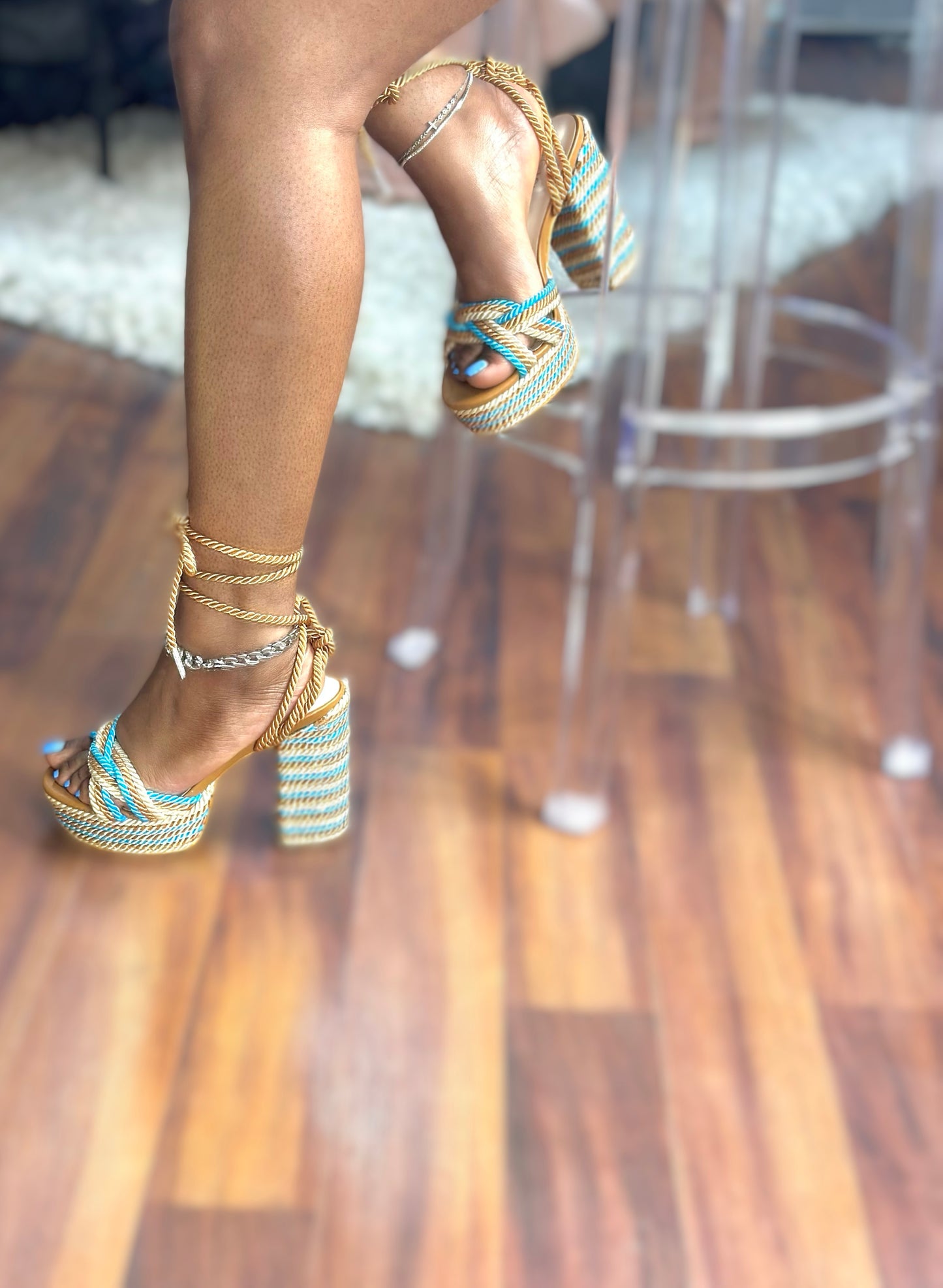 Ebonie B Heels (Nude/Blue)