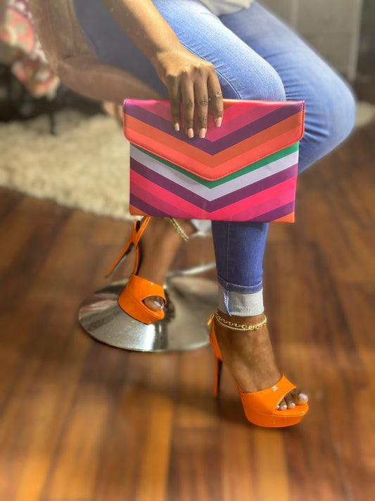 Chichi Striped Clutch
